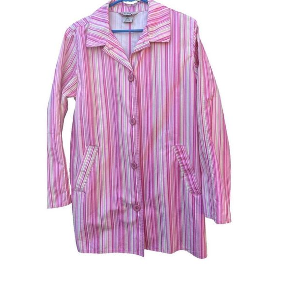 L.L.Bean bright pink striped 100% cotton jacket . - Picture 1 of 4